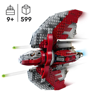 LEGO Star Wars Ahsoka Tano's T-6 Jedi Shuttle Set, buildable spaceship toy with 4 minifigures including Sabine Wren and Marrok with lightsabers, gift for Ahsoka series fans 75362