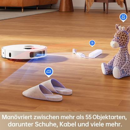Dreamet L10s Pro Ultra Heat Robot Vacuum with Automatic Mop Cleaning with hot water, mop extension, 7,000 Pa suction power, dual mop and floor cleaning, carpet detection.