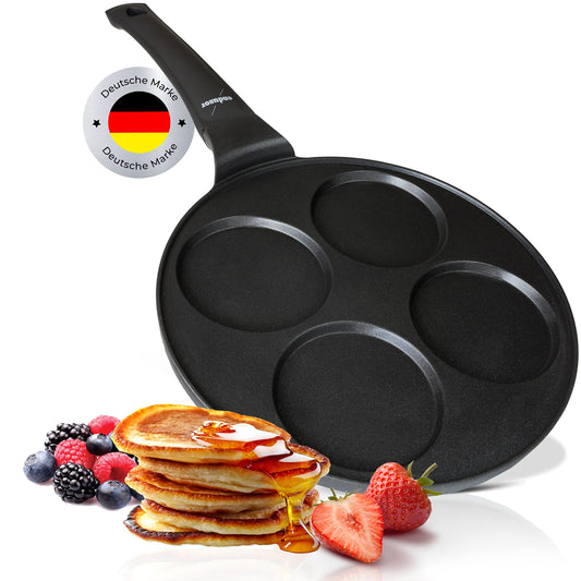 Enduser Pancake Pan Spiegeleipfanne - Ø26cm with [PowerShield] coating | Induction Ceran Gas Electric | 4x Form Maker egg pan, fried egg Liwanzen Poffertjes Blinis