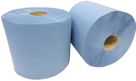 2x blue cleaning roll 2-ply total approx. 1000 sheets approx. 22x38 cm perforated absorbent cleaning cloths cleaning paper wipes