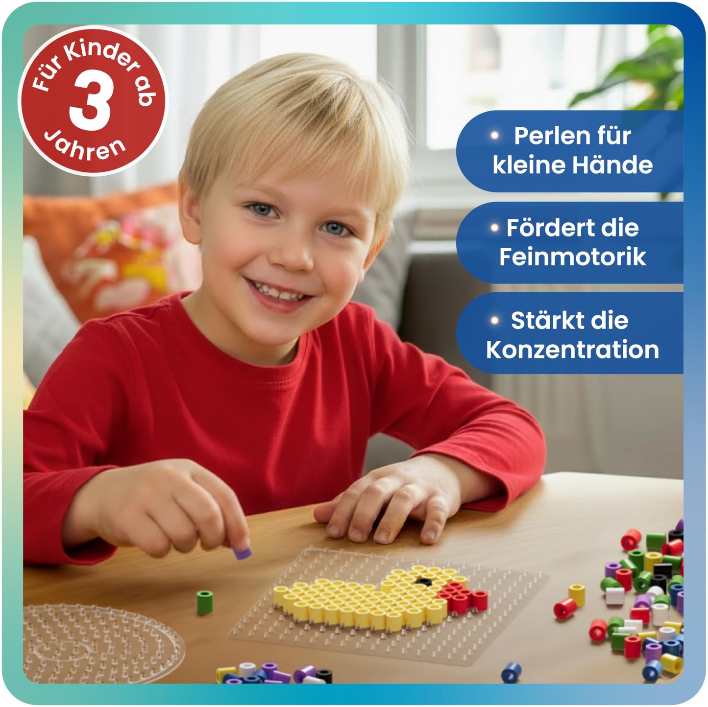 Smowo® Large 10mm Ironing Beads 2000 Pieces for Children 3 Years and Up - 7 Vibrant Colors XL Peg Beads - Creative Bead Set