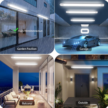LED moisture-proof luminaire 60CM, ceiling light LED tube 20W 2200LM, IP65 basement light, waterproof moisture-proof lamp tub light for basement workshop garage kitchen bathroom office, neutral white, 4000K