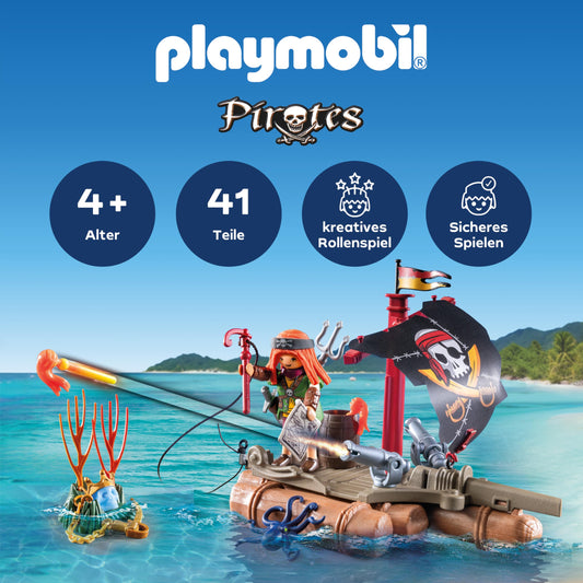 PLAYMOBIL | Pirates | Treasure Hunt on Pirate Raft | Pirate toy | Pirate figure | Toy for kids aged 4 and up | 71794
