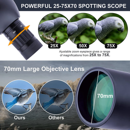 Target Shooting Spotting Scope - HD spotting scope with tripod carrying case & smartphone holder - BAK4 waterproof spotting scope for bird watching hunting wildlife scenery hunting wild animals stargazing (20-60x)