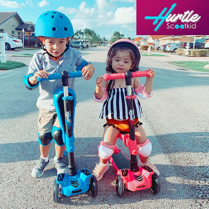 3-wheel scooter for kids - standing and cruising children's toy scooter with adjustable height, non-slip platform, flashing wheel lights, for boys/girls aged 2-12 years - Hurtle