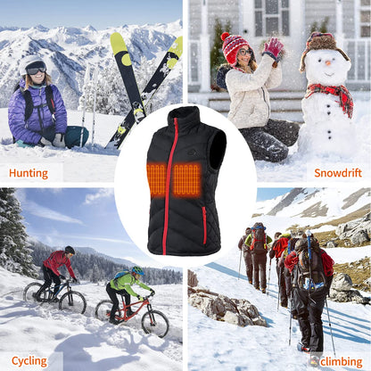 Unzip Heated Vest for Women with Battery Pack, Lightweight Electric Heated Vest for Women, Rechargeable USB Vest with Pockets, Warm Winter Slim Fit Vest Fishing Outdoor Hiking Hunting Vest
