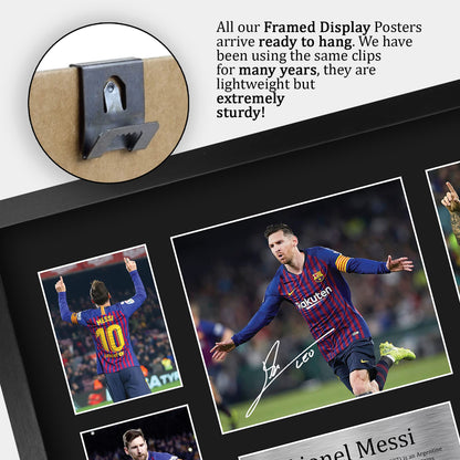 HWC Trading Lionel Messi A3 Framed Signed Printed Autograph Picture Print Photo Display Gift For Barcelona Football Fans