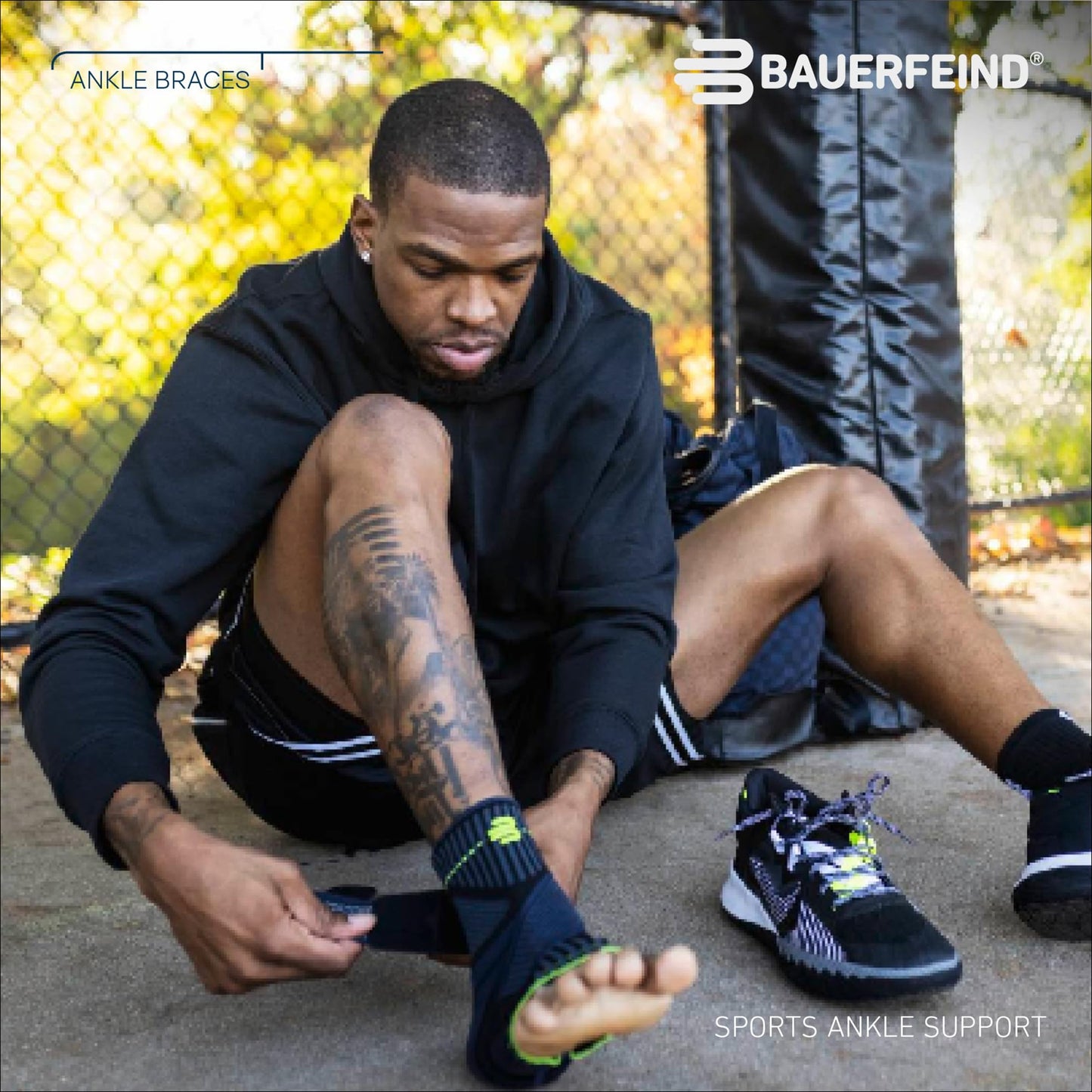 BAUERFEIND Ankle Support ankle brace for sports like soccer, fitness, and running. Prevents ankle injuries and provides stability. Pink, size L.
