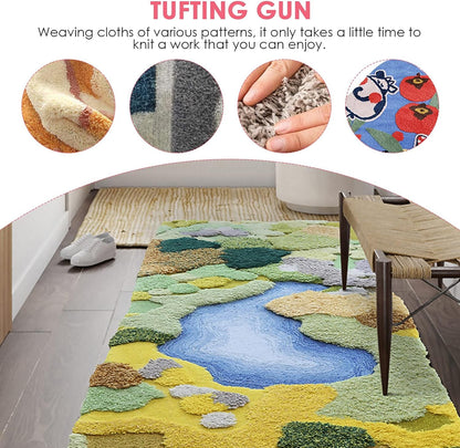Aomdom Tufting Gun 2 in 1 Electric Tufting Gun with 5-40 steps/s speed and 7-21mm adjustable pile height. Ideal for crafting carpets or clothing in pink color.
