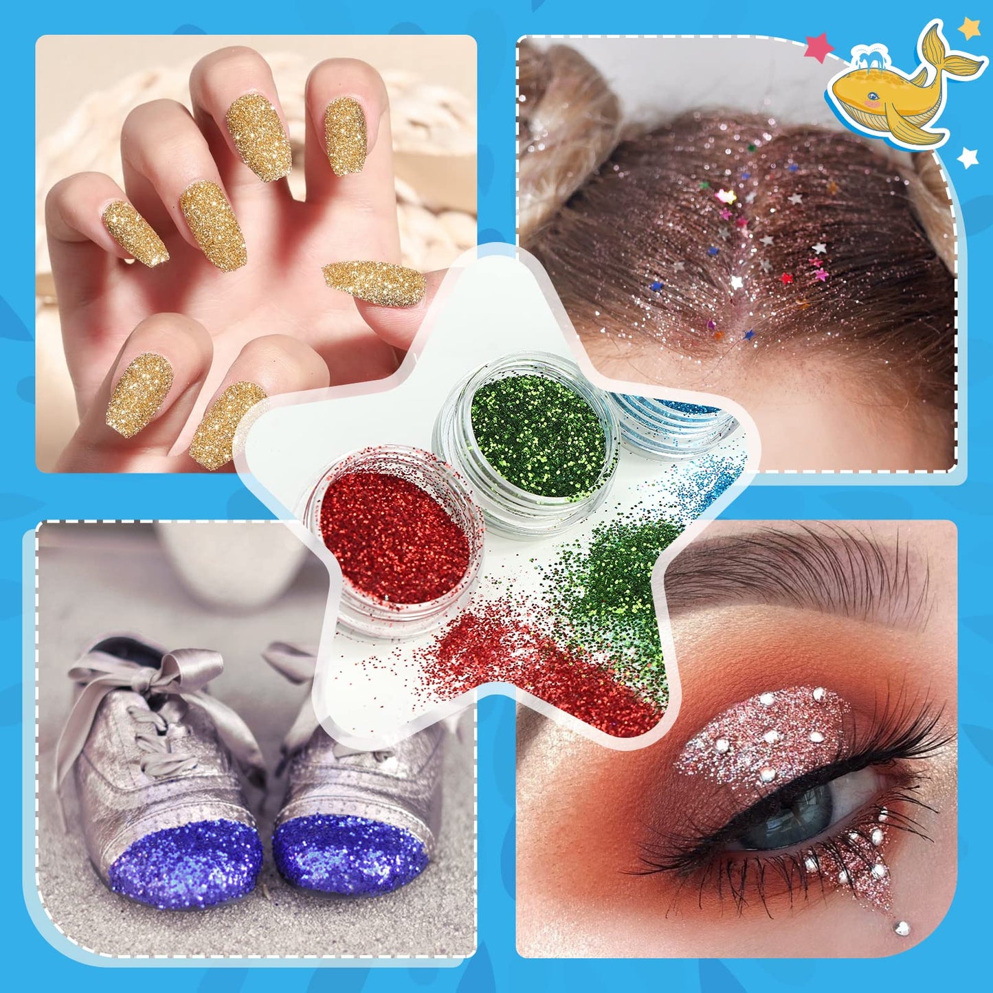 Bledra's Glitter Tattoo Set for Kids, 30 glitter colors, 147 stencils, 4 brushes, 2 glue, ideal gifts for children aged 3 to 12, beautifully packaged (Boy)