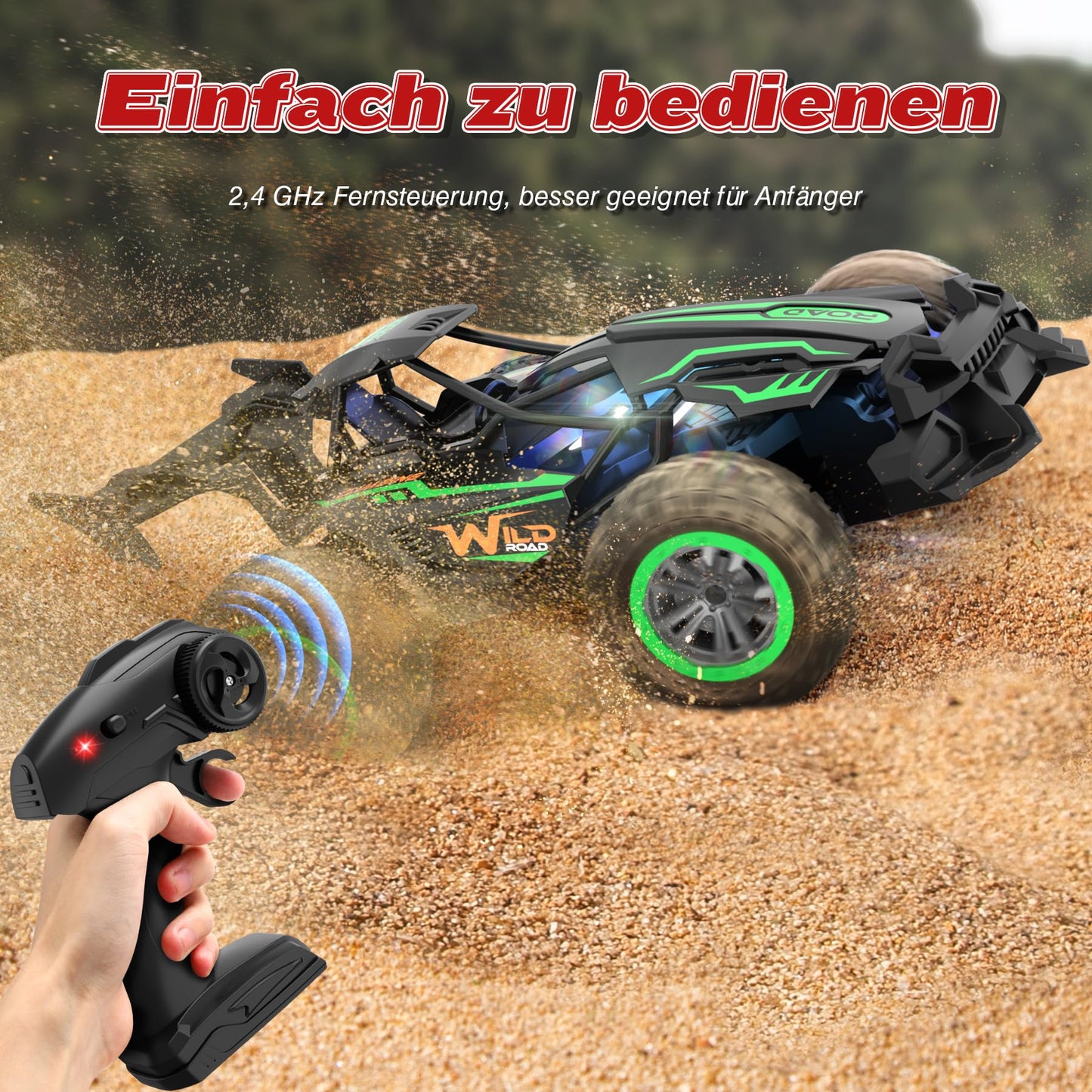 Perbabe Remote Control Car, 2.4GHz 20+KM/H Rc Car 2WD All Terrain Off-Road RC Car With Rechargeable Battery RC Truck for 3 4 5 6 7 8 9 10 Years Old Kids Terrain Play Toy Gift.