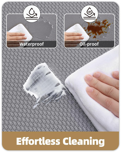 Color G 2 Pieces Kitchen Runner, Set PVC Kitchen Mat Washable Non-Slip, Rug Kitchen Waterproof and Oil Resistant, Kitchen Rug Heavy Duty for Kitchen, Hallway, Wet Bar (44x75+44x180cm, Grey)