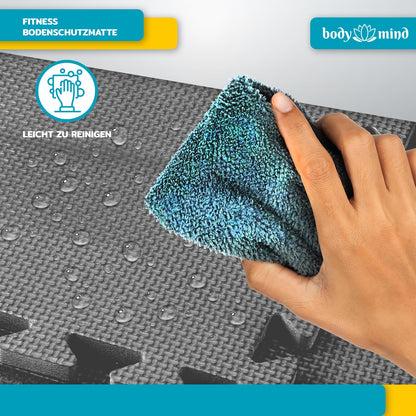 Ground protection mats XXL set; Fitness mat floor protection puzzle mat; Underlay mat for fitness equipment + FREE anti-slip mat; Exercise mat & sports mat for fitness room basement garage approx. 2m² Grey