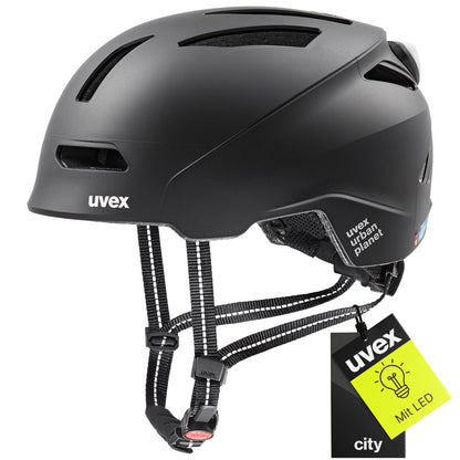Uvex Urban Planet LED City bike helmet in matte black 58-61cm.