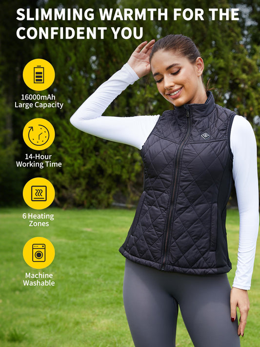 Kintiwe Women's Heated Vest, Heated Vest with 16000mAh Power Bank, Heated Jacket with 6 Heating Zones.