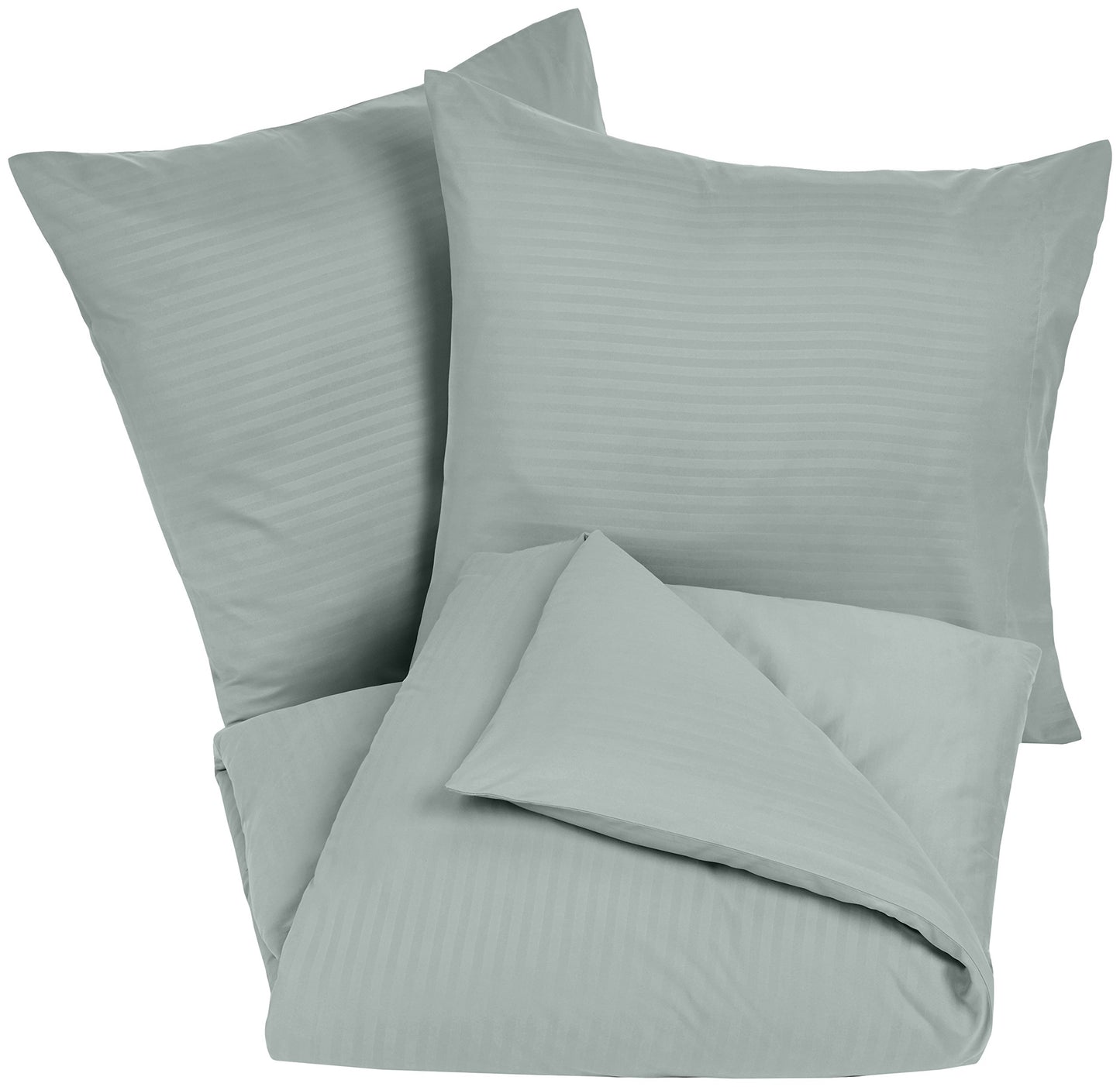 Amazon Basics 3-piece Deluxe Microfiber Bedding Set, Duvet Cover 240 x 260 cm & 2 Pillowcases 65 x 65 cm, Dark Grey, Striped