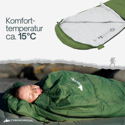Trinordic 780g Ultralight Summer Sleeping Bag - with Anti-Snag Zipper - Compact sleeping bag for outdoor activities, great for camping, hiking, trekking, and bikepacking.