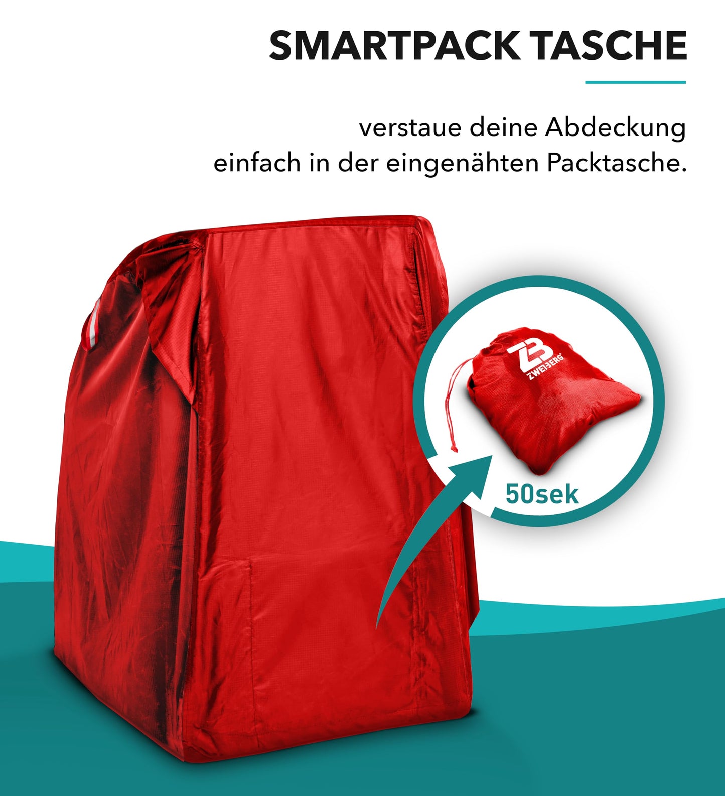 ZWEIBERG® Folding cover for bike trailers. Universal, sturdy, and waterproof cover. Protects against rain and UV rays. EasyRemoval feature.
