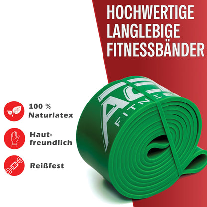 ActiveVikings® Pull-Up resistance bands | Perfect for muscle building Freeletics Calisthenics | Fitness band Chin-up bands Resistance bands (Green: X-Heavy (very strong resistance))