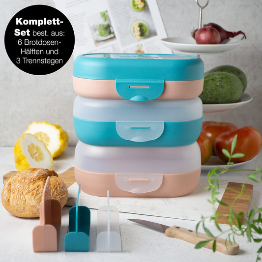 Moritz & Moritz 3x Lunchbox for Kids with Compartments - Mix & Match Children's Lunchbox - Colorful Kids' Bento Box