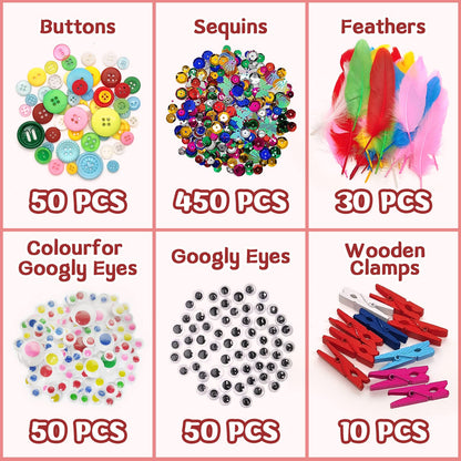 :  Without Bastelset Children, 2200+ PCS DIY Crafting Craft Kit Craft Box, Craft Felt Craft Paper Crafting Supplies Craft Supplies Craft Kit Scrapbooking, Pipe Cleaners, Pom poms, Beads