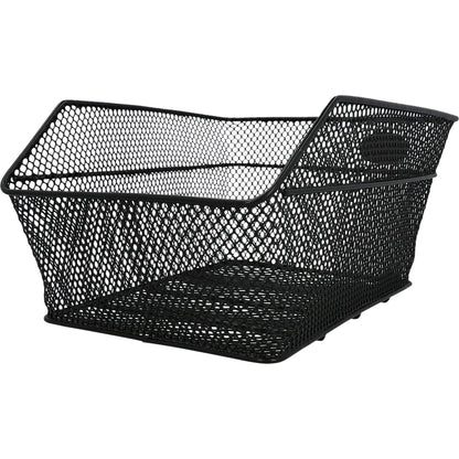FISCHER Carrier Basket School, bike basket, tight mesh, theft-proof, suitable for e-bikes, load capacity 25 kg, black & Mini bicycle bell, black, One Size