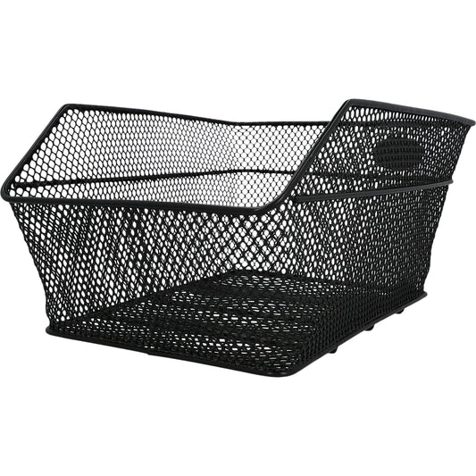 FISCHER Carrier Basket School, bike basket, tight mesh, theft-proof, suitable for e-bikes, load capacity 25 kg, black & Mini bicycle bell, black, One Size