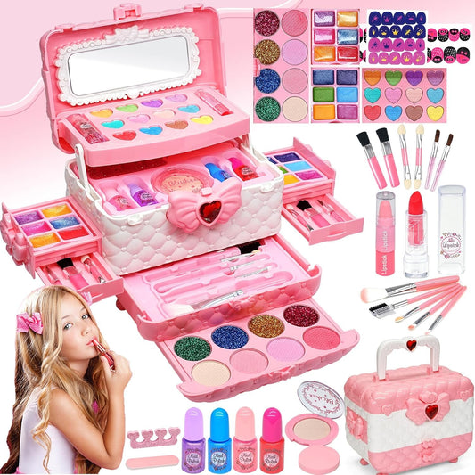 Children's makeup girls set - Kids makeup set girls, Children's makeup case girls toy, Halloween Christmas birthday gifts girls 4-12 years
