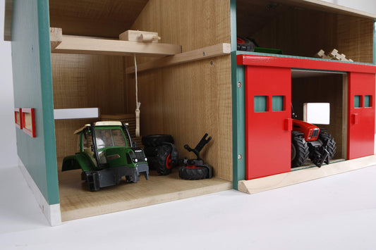 Kids Globe 610816 Workshop with Storage Space (1:32 Scale, Hinged Roof, Movable Gates, Dimensions 41 x 54 x 32 cm, Without Toy Figures and Accessories)