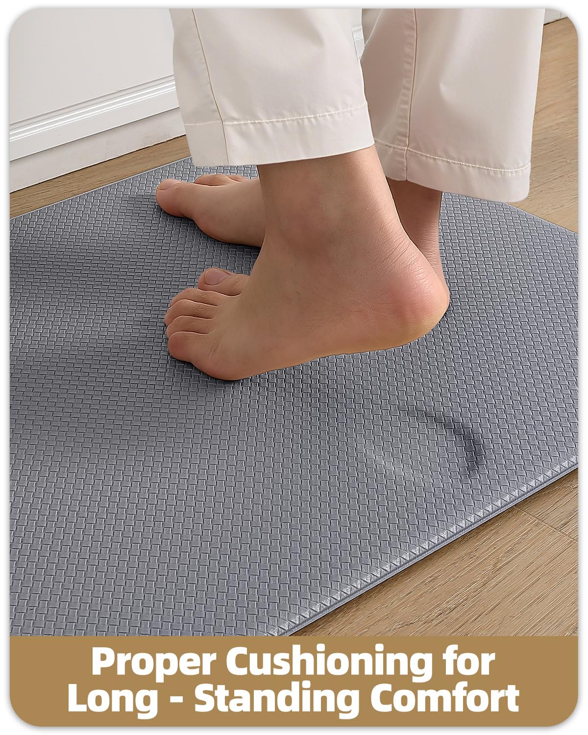 Color G 2 Pieces Kitchen Runner, Set PVC Kitchen Mat Washable Non-Slip, Rug Kitchen Waterproof and Oil Resistant, Kitchen Rug Heavy Duty for Kitchen, Hallway, Wet Bar (44x75+44x180cm, Grey)