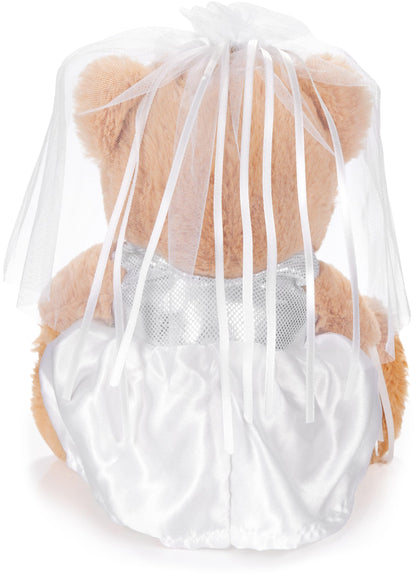BRUBAKER Teddy Bear Wedding Couple - 25 cm Bride and Groom Teddy Set - Gift for Wedding and Engagement - Wedding Gift for the Couple - Plush Toys in Tuxedo and Wedding Dress