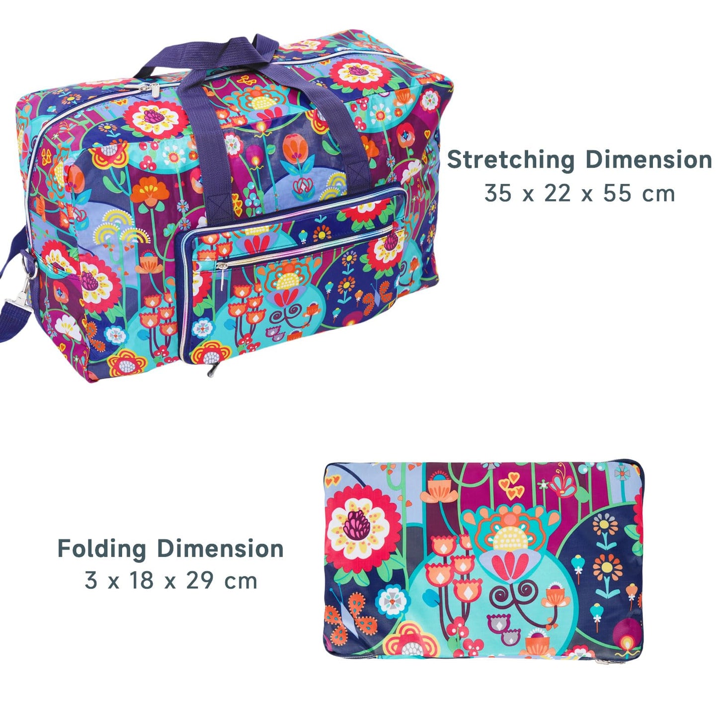 Arxus Large Foldable Travel Bag Carry the weekend bag over luggage with shoulder strap.