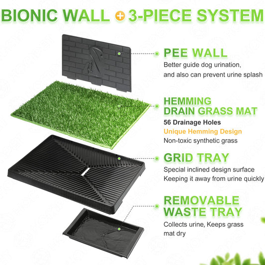 Hompet dog toilet with tray dog potty for small dogs lawn mat potty training pad with urine separator, indoor dog toilet balcony ideal puppy toilet for small big dogs (76x51cm)