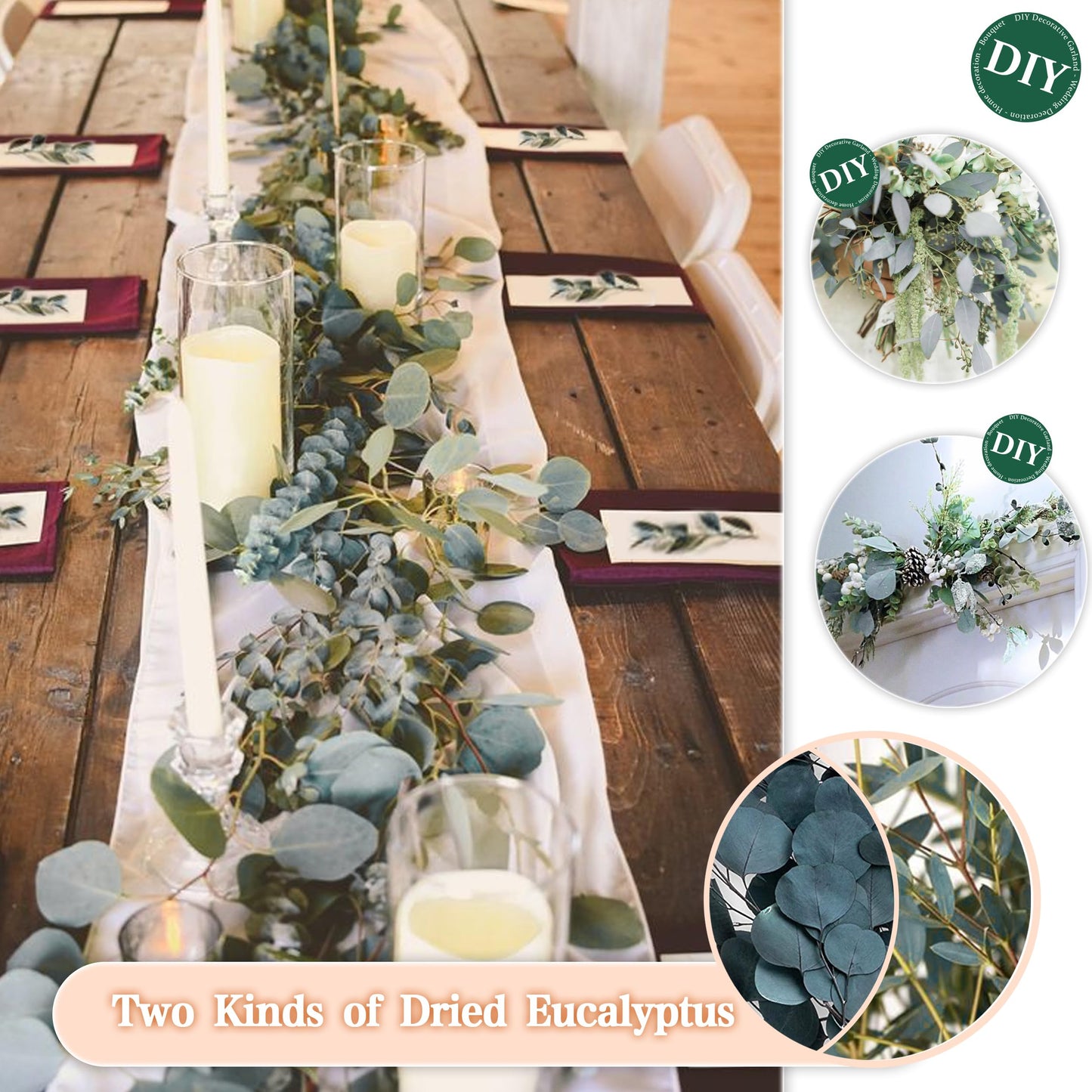 ZJTAPE Pampas Grass Dried Natural Dry Flowers - Dried Eucalyptus and Lagurus Decor, Dried Flower Bouquet for Crafting, Wedding Table, Living Room Vases, Boho Home Decor