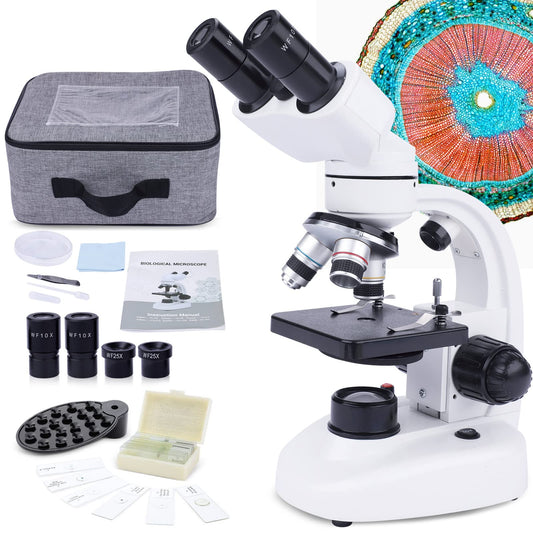 MAXLAPTER Binocular Microscope for Adults Kids, 40X-1000X Compound Microscope with Storage Bag Slides Phone Adapter and Accessories, for Teaching Laboratory Hobbyist Applications
