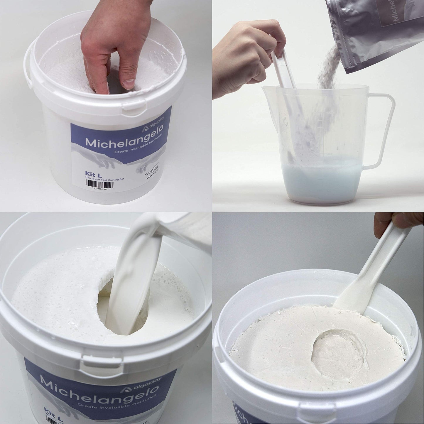 Algaplay Michelangelo KIT Handprint Set for couples. Alginate plaster kit. Creative gift idea for wedding, Mother's Day, anniversary, and birthday. (KIT L 2 hands)