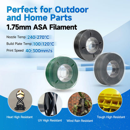FilaBees ASA Filament 1.75mm Sparkle White, 3D printer filament for printing outdoor functional parts, weather and heat resistant 1KG