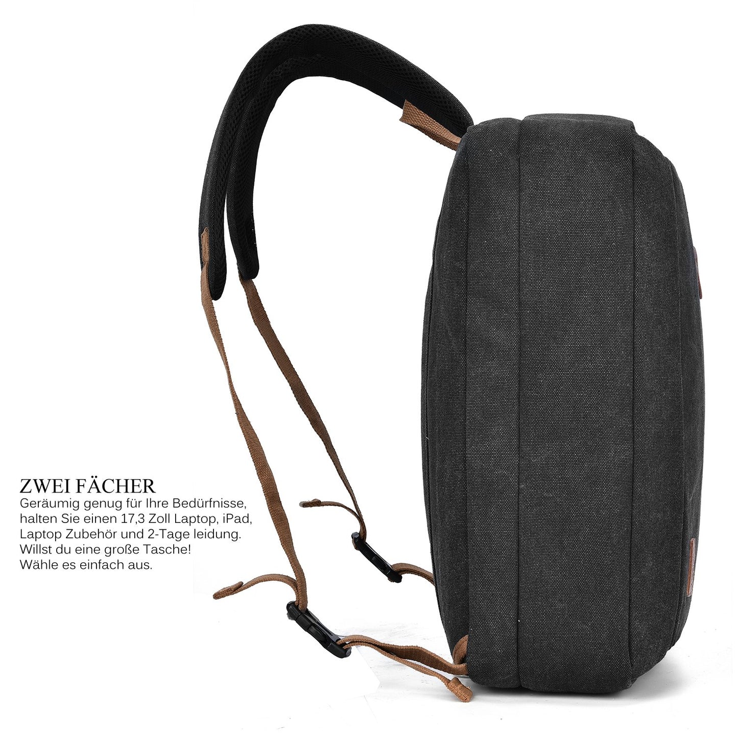 CoolBELL 17.3 inch Convertible Laptop Bag/Rucksack Messenger Bag Canvas Shoulder Bag Business Backpack Work Briefcase Multi-purpose Office Bag Notebook Bag for Laptop/Macbook/Men (Black)