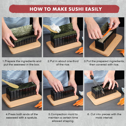 MLRYH Sushi Making Kit Sushi Maker Set for Beginners Plastic Premium Set Sushi Tool Set Sushi Rice Roll Mold Forms DIY Sushi Prefect Home Sushi Tool (21 Pieces)