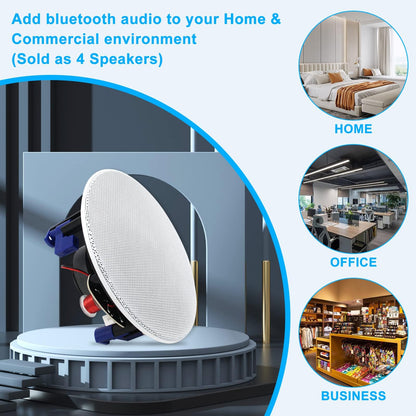 Herdio 4 inch ceiling speakers, 160 watts compatible with Bluetooth in-ceiling speakers, flush mount sound, suitable for indoor and outdoor use, bedrooms, home theater, patios (4 speakers)