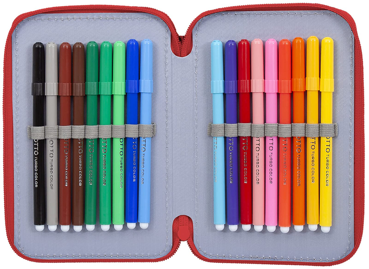 Clondo Cars pencil case, pencil pouch, 3-tier filled with 44 pieces for school, 20 cm, Lightning McQueen