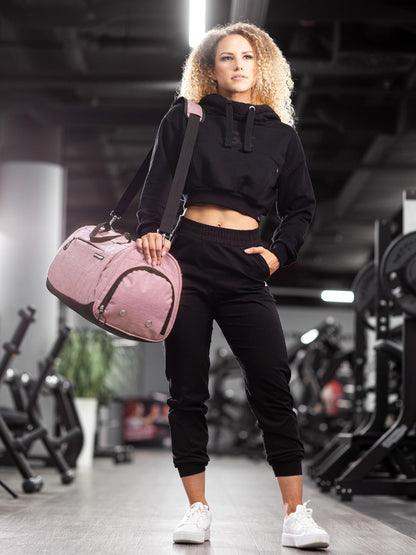 Fitgriff® sports bag & travel bag for women and men - with shoe compartment & wet compartment - bag for sports, fitness & travel - training bag, gym bag (Pink, 58 x 31 x 31 cm (Medium))