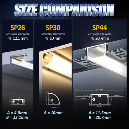 10x LED drywall profile 2M for 20mm LED strips - Aluminum flush-mounted profile for drywall, compatible with Philips Hue & Groove, ceiling wall indirect lighting (LED Drywall Profile -2M, 10)
