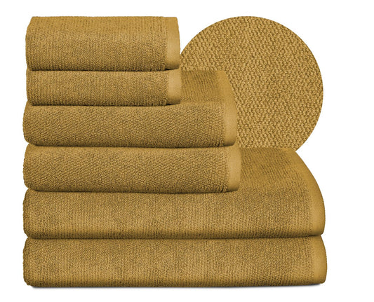 BEAUTEX towel set Premium terry sets Made in Europe, 100% cotton 550g/m², Oeko-TEX Certified (Set: 2 guest, 2 hand, 2 bath towels in Gold)