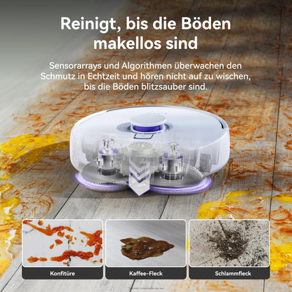 NARWAL Freo Z Ultra robot vacuum cleaner with mopping function, dual AI system, AI-adaptive hot water mopping and drying, 12,000 Pa suction power, Zero Tangling Brush 2.0, Intelligent APP (White).