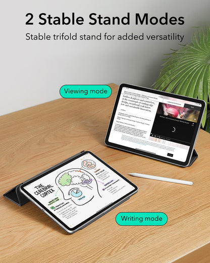 ESR case for iPad Air 11 inch 2025, M3/M2, iPad Air 7/6/5/4 (2024/2022/2020). Strong magnetic attachment, trifold stand cover, supports Pencil Pro/USB-C, auto sleep/wake, Black.