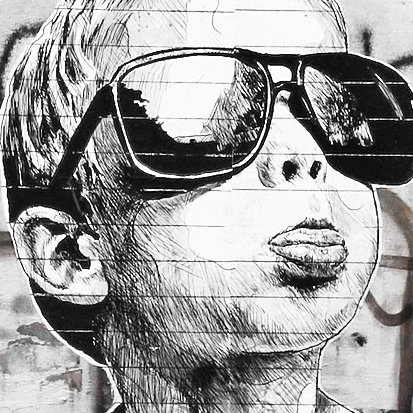 Novart Wall Art Set Banksy Collage Street Art Gray - NO EXTRA FRAME NEEDED - Modern Decor - Living Room Office Loft N003163a