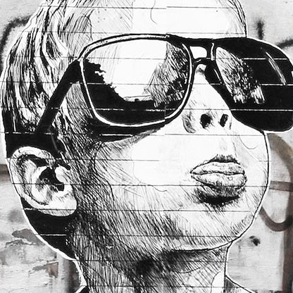 Novart Wall Art Set Banksy Collage Street Art Gray - NO EXTRA FRAME NEEDED - Modern Decor - Living Room Office Loft N003163a
