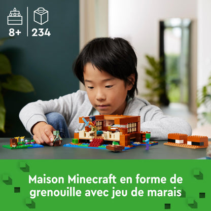 LEGO Minecraft The Frog House, toy house with figures incl. Zombie & Minecraft The Skeleton Dungeon, set with caves, skeleton figures, enemy creatures, and accessories, toy for kids 21189