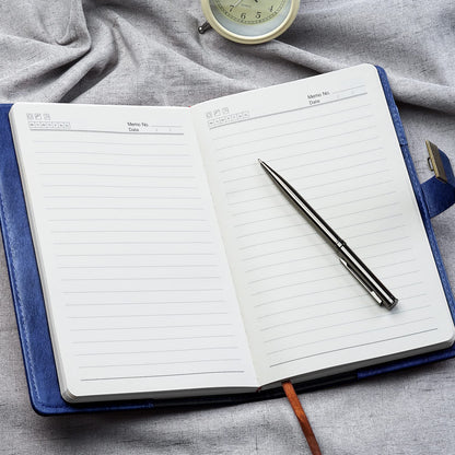 WEMATE Diary with Lock, A5 PU Leather Journal with Lock 240 Pages, Vintage Lock Journal with Pen & Gift Box, Lockable Diary for Women & Men, 8.6x5.8in (Blue)